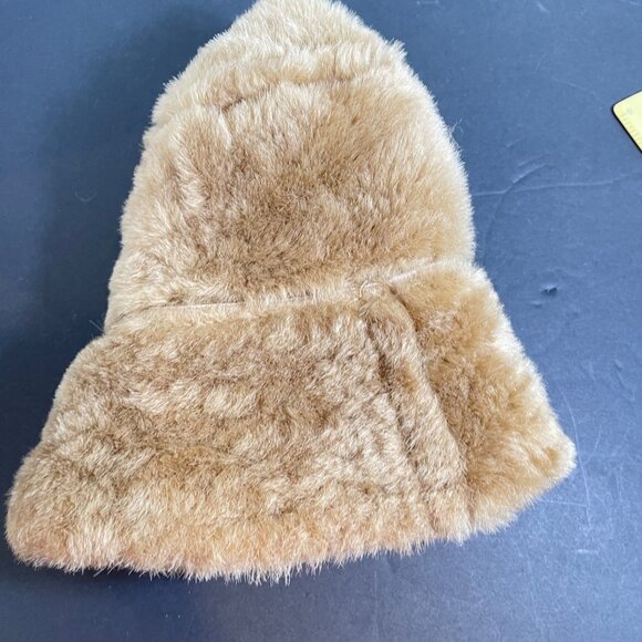 Vintage Womens Tan Faux Fur Bucket Hat main image 4
